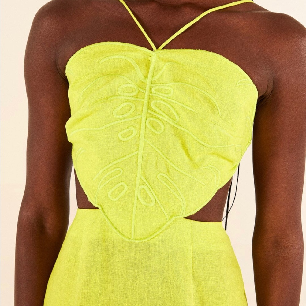 Lime Green Monstera Midi Dress